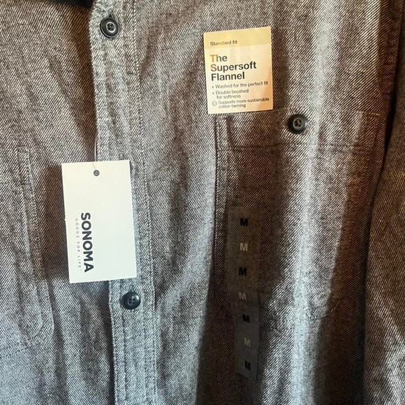 NWT Sonoma Men’s Button-Up Shirt (Medium) – Gray Long Sleeve - Picture 5 of 5
